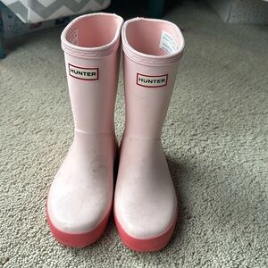 Girls Pink Hunter Rain Boots Size 12